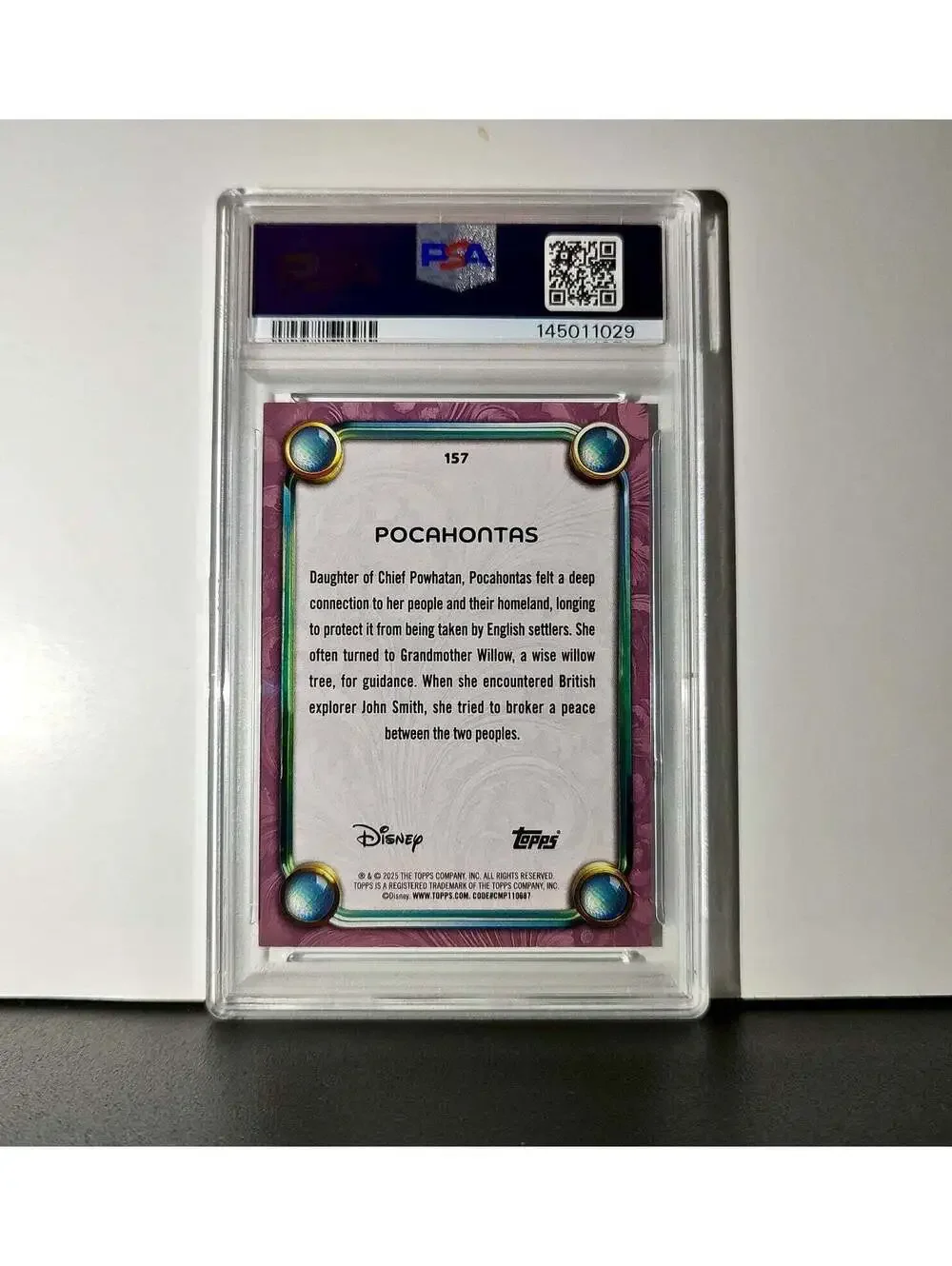 Pocahontas 2025 Topps Disney Cartoon Princess #157 Card Pocahontas PSA 9